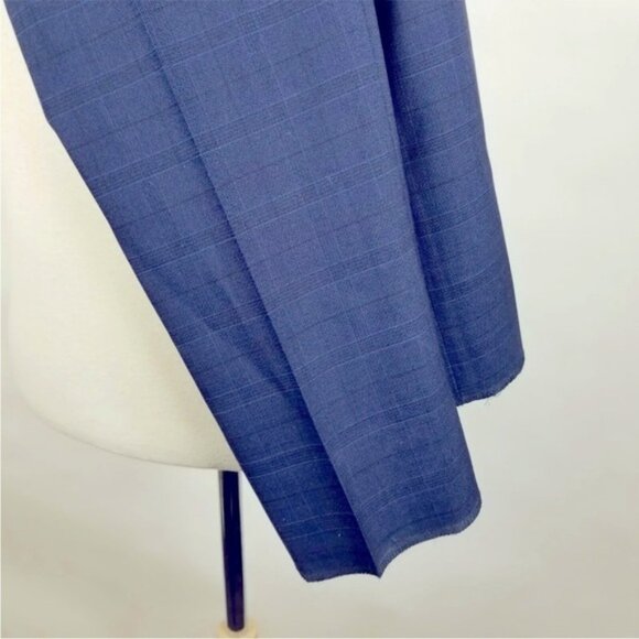 New Bonobos Men’s 28 x 37 Unhemmed Blue Plaid Dress Pants Wool Athletic - Picture 2 of 4